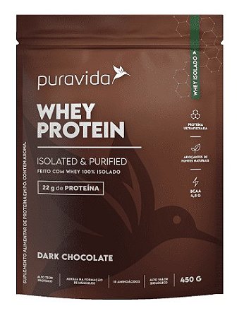 Whey Protein Isolado Dark Chocolate - 450g - Pura Vida