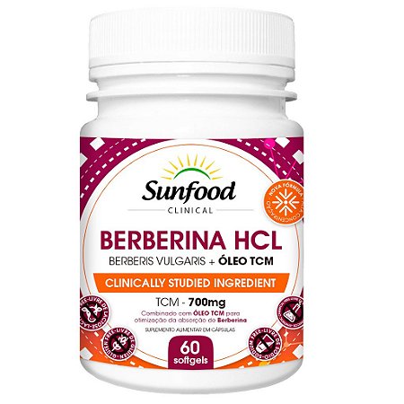 Berberina HCL + Óleo TCM - 60 Softgels 1500 - Sunfood
