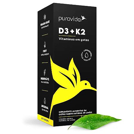 Vitaminas D3 + K2 em Gotas - 20ml - Pura Vida