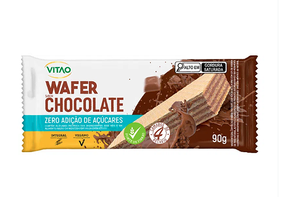 Wafer Sabor Chocolate Zero Açúcar Vegano - 90g - Vitao