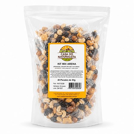 Kit Mix Arena Amendoim, Caju e Uva Passa 40 Unidades (20g cada)