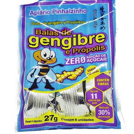Bala Gengibre e Propolis Zero Açúcar 27g Apiario Pinhalzinho