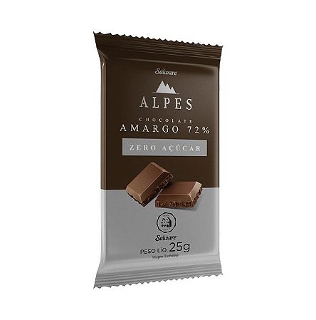 Chocolate Amargo Alpes (Zero Açúcar) 25g - Salware