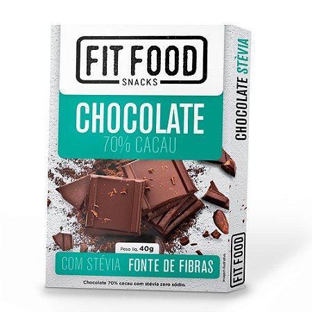 Chocolate 70% Cacau (com Stevia) 40g - Fit Food