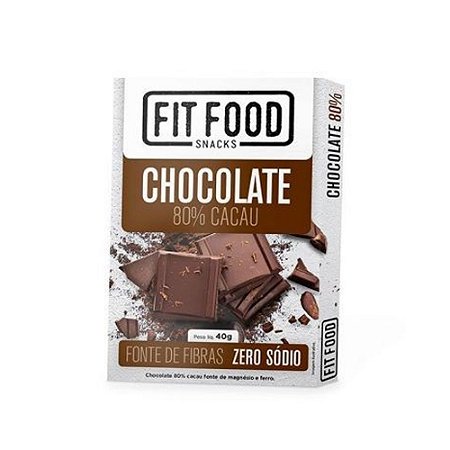 Chocolate 80% Cacau (Zero Sódio) 40g - Fit Food