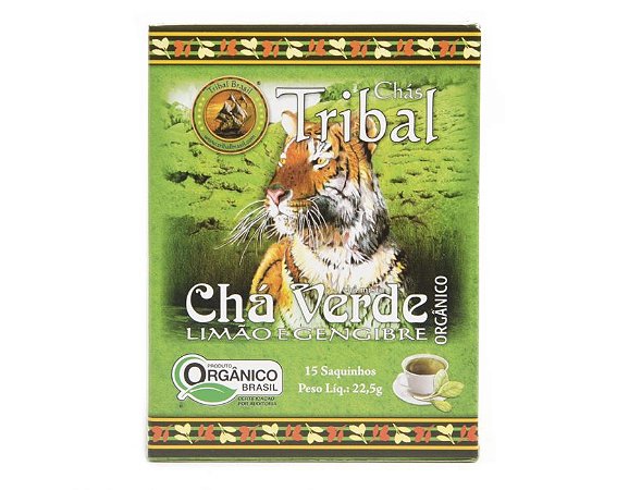 Chá Misto Orgânico c/ 15 sachês (Chá Verde, Limão e Gengibre) 15g - Tribal