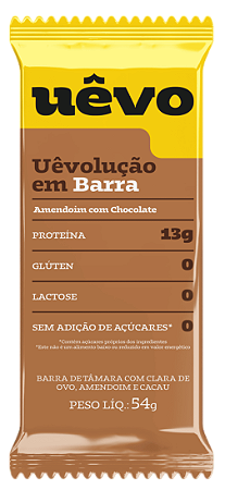 Barra de Tâmara com Clara de Ovo Amendoim - 54g - Uêvo