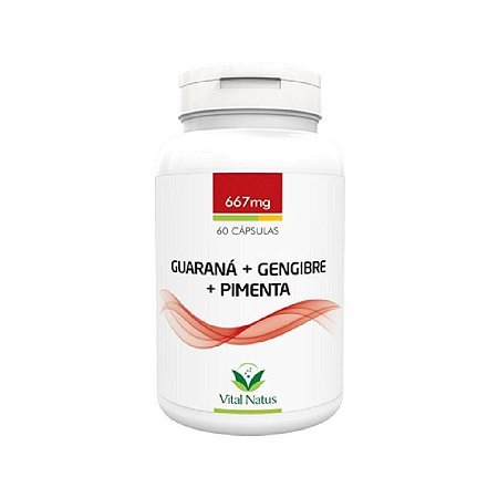 Guaraná + Gengibre + Pimenta - 60 Cápsulas (667mg) - Vital Natus