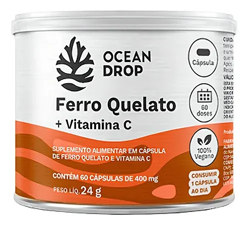 Ocean Drop Ferro Quelato+Vitamina C 60 Capsulas 400mg
