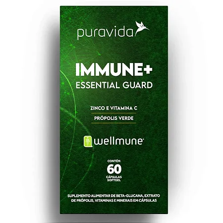 Immune + Zinco, Vit C e Própolis - 60 Cáps - Pura vida