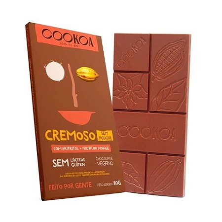 Cookoa Chocolate Cremoso Sem Acucar (Barra 80g)
