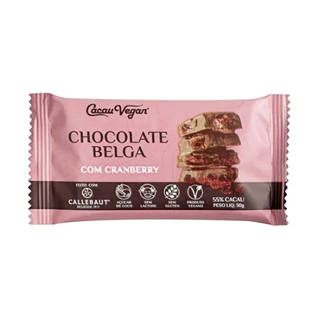 Cacau Vegan Bar Choc.Belga 55% Cranberry 30g