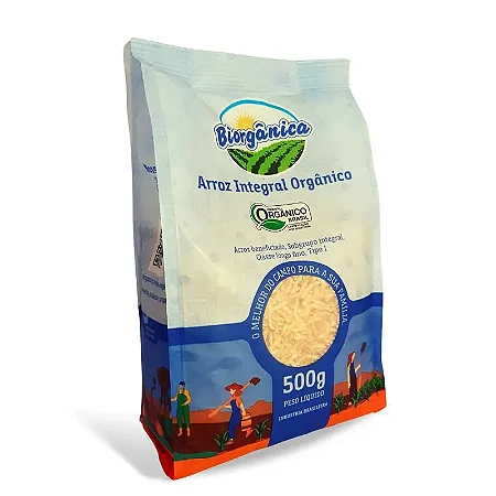Arroz Integral Orgânico - 500g - Biorgânica