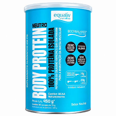 Body Protein Neutro 450g Equaliv 100% Proteína Isolada de Colágeno