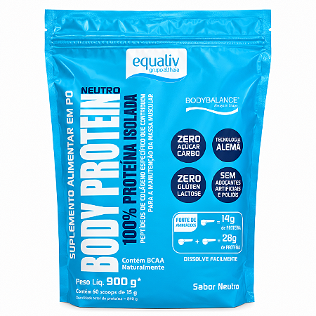 Body Protein Neutro Equaliv 900g – 100% Proteína Isolada de Colágeno