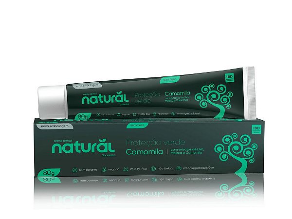 Creme Dental Natural e Vegano com extratos de Uva, Melissa e Camomila 80g -  Contente Suavetex - Casa do Naturalista - Produtos Naturais em Amparo-SP