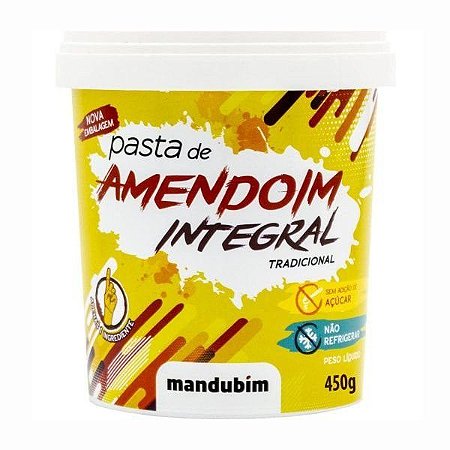 Pasta de Amendoim Integral - 450g - Mandubim - Casa do Naturalista -  Produtos Naturais em Amparo-SP