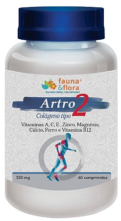 Artro Colágeno Tipo 2 Vitamina e Minerais (550mg) 60 Cápsulas Fauna & Flora