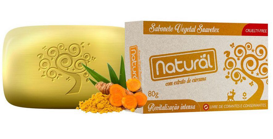Sabonete Natural Suavetex Com Extrato de Cúrcuma - 80g - Orgânico e Natural