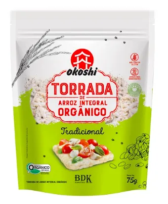 Torradas De Arroz Integral Orgânico Tradicional (24 unidades) - 75g - Okoshi