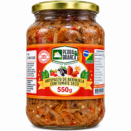 Antepasto de Berinjela Com Tomate Seco - 550g - Pedra Branca