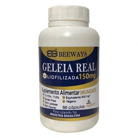 Geleia Real Liofilizada - 60 Cápsulas (150mg) - Beeways