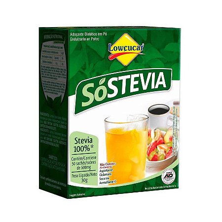 Adoçante Dietético em Pó SóStevia - 30g (50 Sachês) - Lowçucar