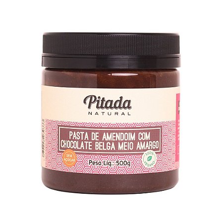 Pasta de Amendoim Com Chocolate Belga Meio Amargo - 500g - Pitada