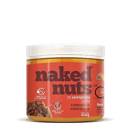 Pasta de Amendoim Com Cookies de Chocolate - 450g - Naked Nuts