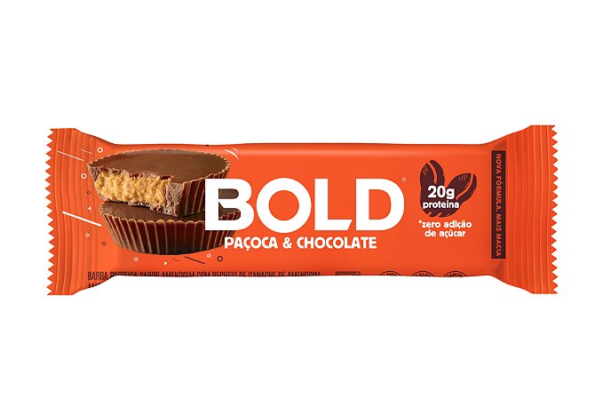 Barra Protéica Bold Bar de Paçoca com Chocolate - 60g - Bold Snacks