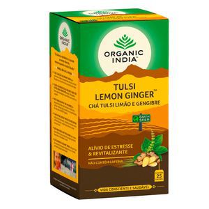 Chá Tulsi Limão e Gengibre - 25 sachês - Organic India