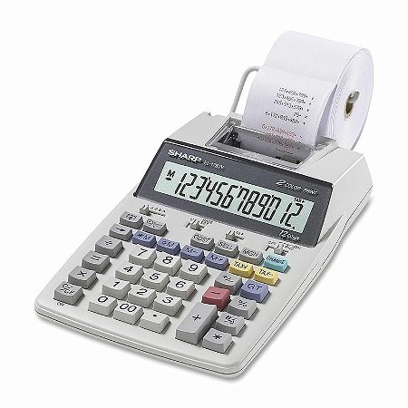 Calculadora com Impressora Sharp EL-1750V com Suporte para Papel a Pilha - Branca
