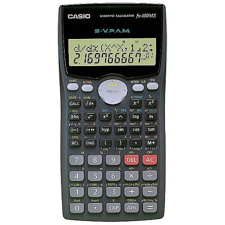 Calculadora Científica Casio FX-100MS com 300 Funções - Cinza Escuro/Preto