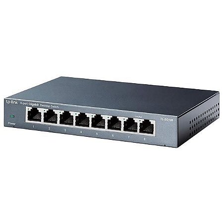 Switch TP-Link TL-SG108 8 Portas 10/100/1000 MBPS Bivolt - Preto