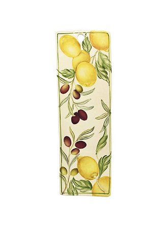 Tábua de cerâmica P para frios com desenho de limões e azeitonas