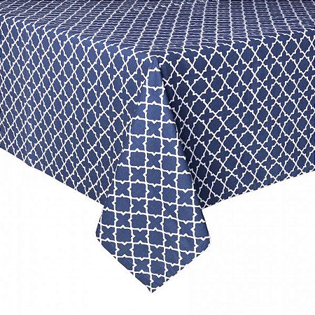 Toalha de mesa ladrilhos azul e branco 1,80 x 1,80m quadrada