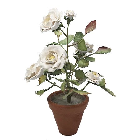 Vaso de rosas brancas em cerâmica Zanatta Casa