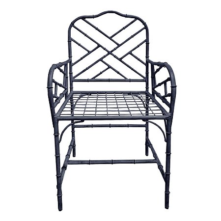 Cadeira com braços faux bamboo de ferro azul marinho