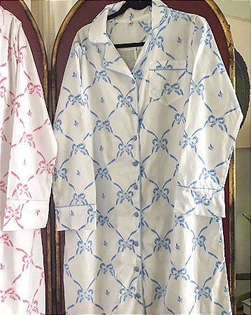 Camisola manga longa laços azul - tamanho único