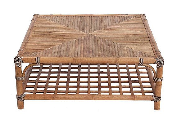 Mesa de centro quadrada de bambu (0,90 x 0,90)