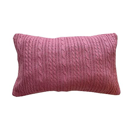 Capa de almofada rim tricô rosa antigo 52x33 cm