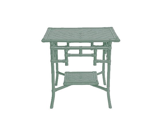 Mesa lateral bambu e palha verde celadon