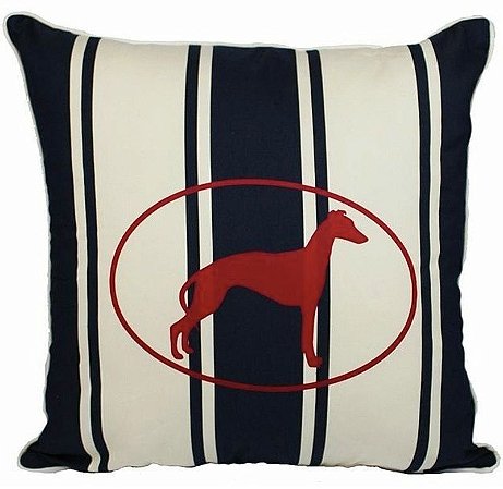 Capa de Almofada Cachorro Galgo listrada navy 48x48 cm