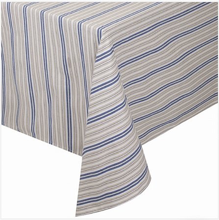 Toalha de mesa azul e beige retangular 1,8 x 2,6m