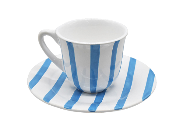 Xícara chá amassado listra azul