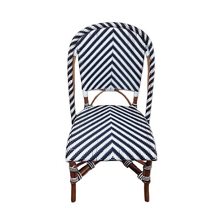 Cadeira em apuí trançada em fibra sintética azul e branca