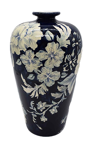 Vaso azul com flores (42 cm)