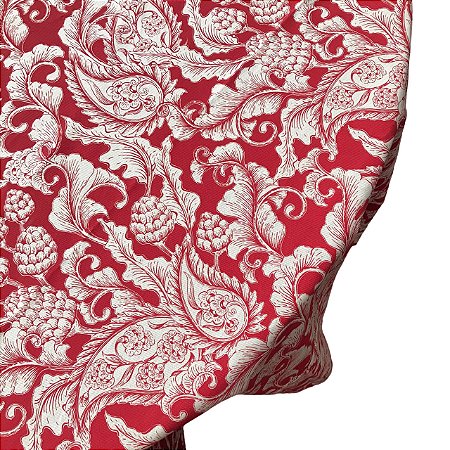 Toalha mesa toile de jouy vermelho com babado xadrez vermelho - kasa 57