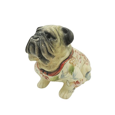 Cachorro Bulldog G com roupa floral