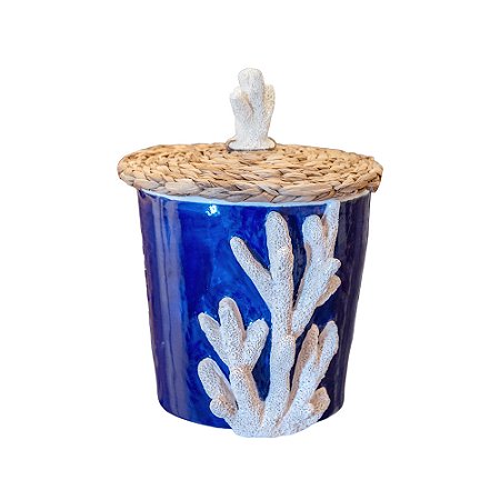 Lixeira cerâmica coral azul